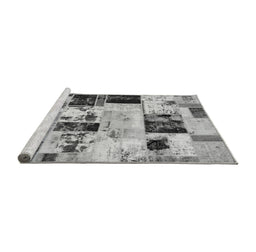 Sideview of Machine Washable Patchwork Gray Transitional Rug, wshabs5614gry
