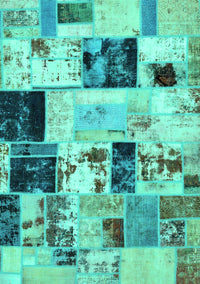 Patchwork Turquoise Transitional Rug, abs5614turq