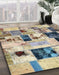 Abstract Ash Gray Patchwork Rug in Family Room, abs5614