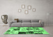 Machine Washable Patchwork Emerald Green Transitional Area Rugs in a Living Room,, wshabs5614emgrn