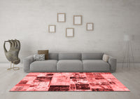 Machine Washable Patchwork Red Transitional Rug, wshabs5614red