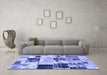 Machine Washable Patchwork Blue Transitional Rug in a Living Room, wshabs5614blu