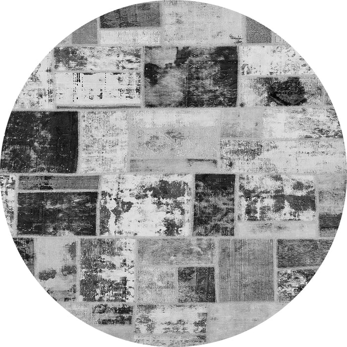 Round Patchwork Gray Transitional Rug, abs5614gry