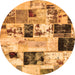 Round Patchwork Orange Transitional Rug, abs5614org