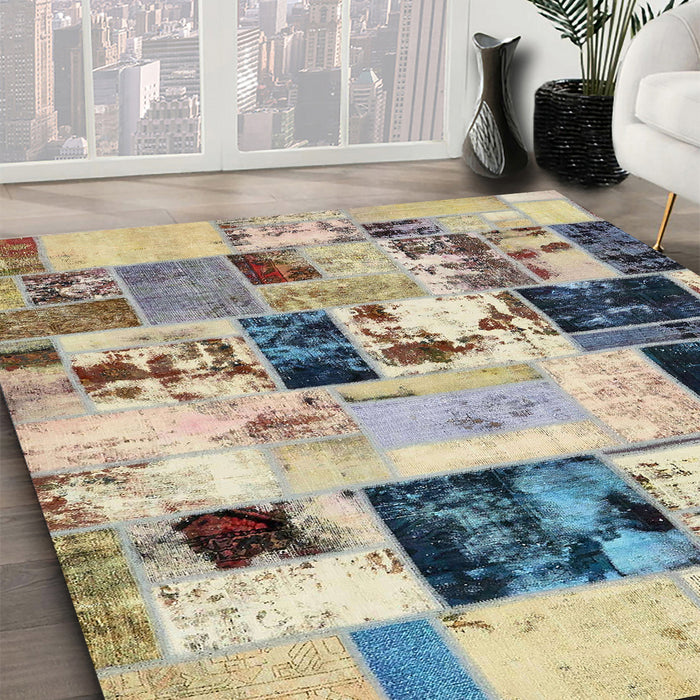 Machine Washable Abstract Ash Gray Rug in a Family Room, wshabs5614