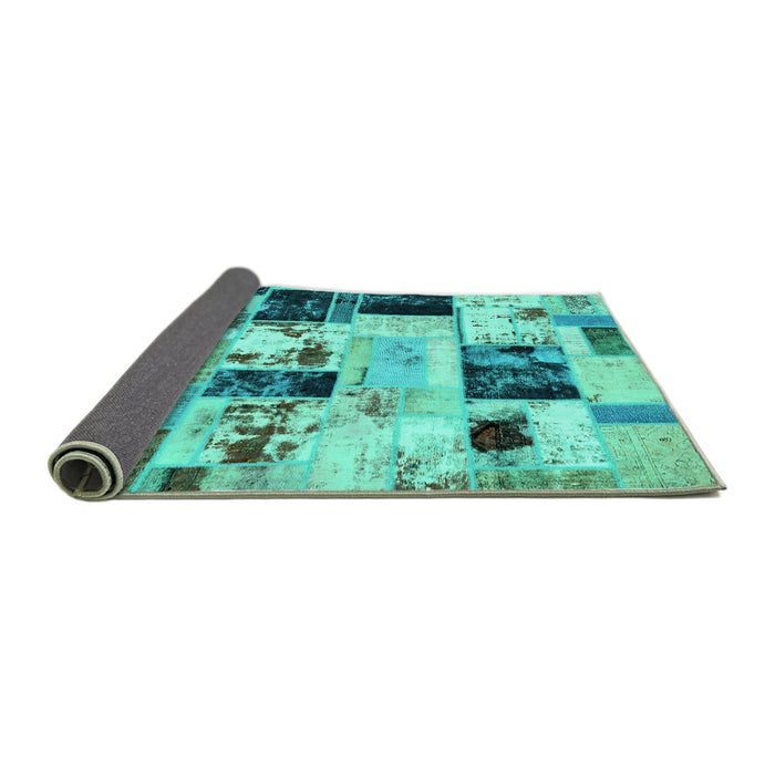 Sideview of Patchwork Turquoise Transitional Rug, abs5614turq