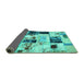 Sideview of Patchwork Turquoise Transitional Rug, abs5614turq