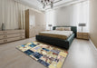 Abstract Ash Gray Patchwork Rug in a Bedroom, abs5614