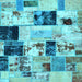 Square Patchwork Light Blue Transitional Rug, abs5614lblu