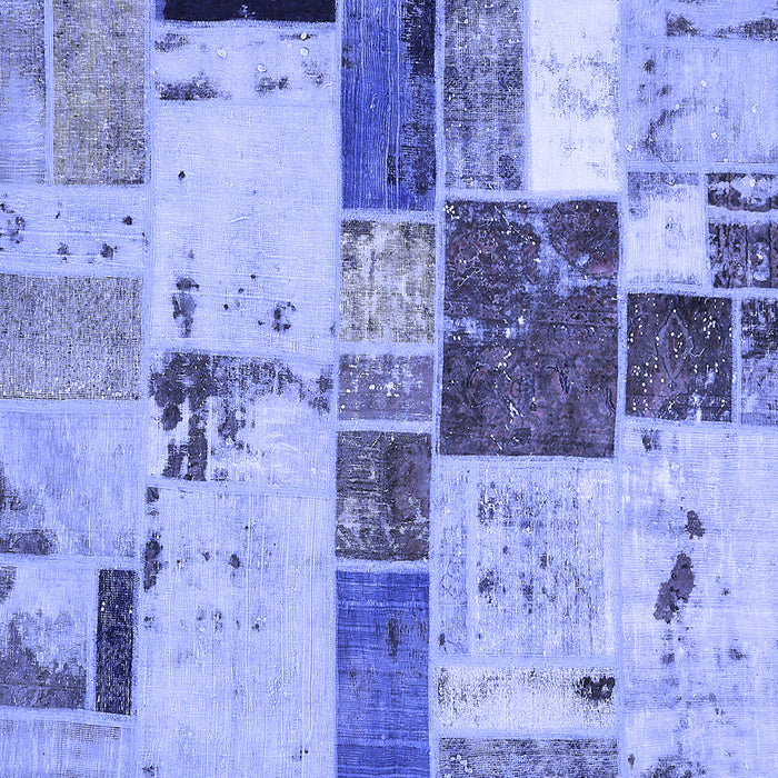 Square Machine Washable Patchwork Blue Transitional Rug, wshabs5615blu