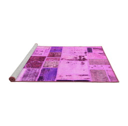 Sideview of Machine Washable Patchwork Pink Transitional Rug, wshabs5615pnk