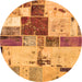 Round Patchwork Orange Transitional Rug, abs5615org