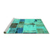 Sideview of Machine Washable Patchwork Turquoise Transitional Area Rugs, wshabs5615turq