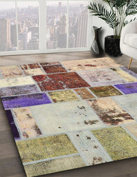 Abstract Mauve Taupe Purple Patchwork Rug, abs5615