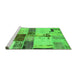 Sideview of Machine Washable Patchwork Green Transitional Area Rugs, wshabs5615grn