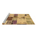 Sideview of Machine Washable Patchwork Brown Transitional Rug, wshabs5615brn