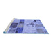 Sideview of Machine Washable Patchwork Blue Transitional Rug, wshabs5615blu