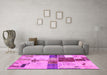 Machine Washable Patchwork Pink Transitional Rug in a Living Room, wshabs5615pnk