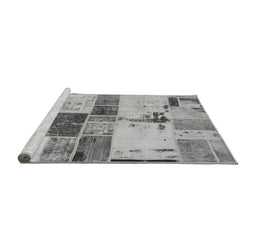 Sideview of Machine Washable Patchwork Gray Transitional Rug, wshabs5615gry