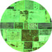 Round Patchwork Green Transitional Rug, abs5615grn