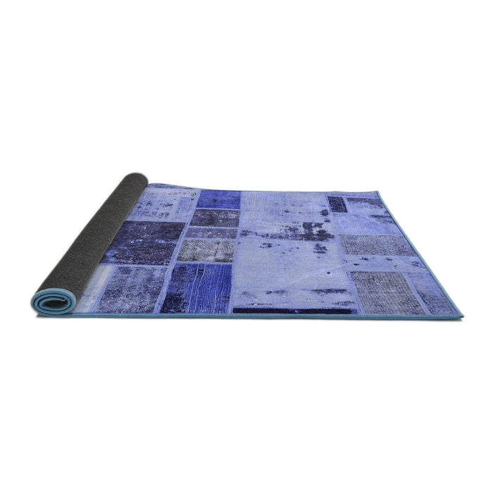 Sideview of Patchwork Blue Transitional Rug, abs5615blu