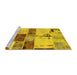 Sideview of Machine Washable Patchwork Yellow Transitional Rug, wshabs5615yw