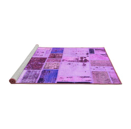 Sideview of Machine Washable Patchwork Purple Transitional Area Rugs, wshabs5615pur