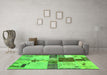 Machine Washable Patchwork Green Transitional Area Rugs in a Living Room,, wshabs5615grn