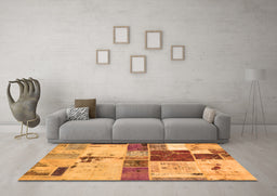 Machine Washable Patchwork Orange Transitional Area Rugs in a Living Room, wshabs5615org