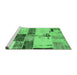 Sideview of Machine Washable Patchwork Emerald Green Transitional Area Rugs, wshabs5615emgrn