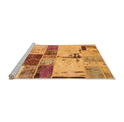 Sideview of Machine Washable Patchwork Orange Transitional Area Rugs, wshabs5615org