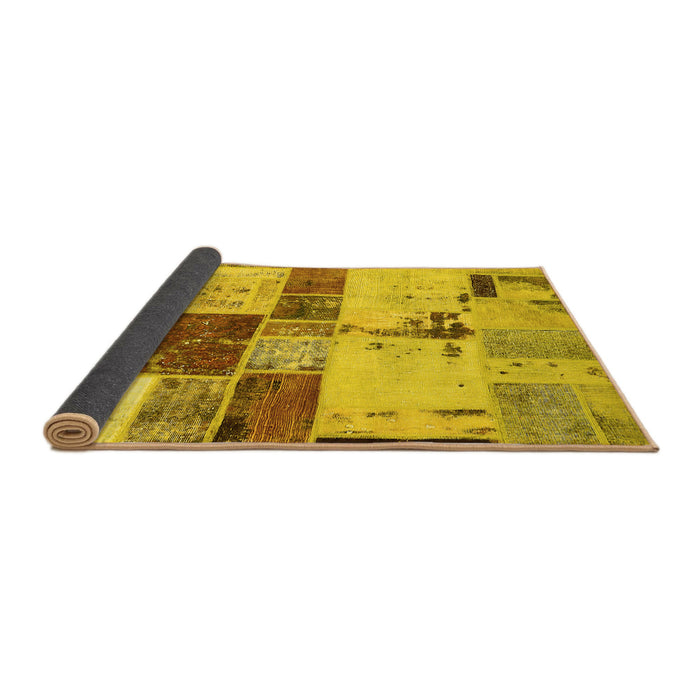 Sideview of Patchwork Yellow Transitional Rug, abs5615yw