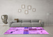 Machine Washable Patchwork Purple Transitional Area Rugs in a Living Room, wshabs5615pur