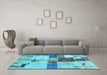 Machine Washable Patchwork Light Blue Transitional Rug in a Living Room, wshabs5615lblu