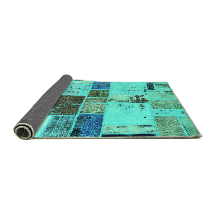 Sideview of Patchwork Turquoise Transitional Rug, abs5615turq