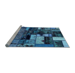 Sideview of Machine Washable Patchwork Light Blue Transitional Rug, wshabs5616lblu