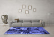 Machine Washable Patchwork Blue Transitional Rug in a Living Room, wshabs5616blu