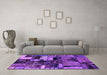 Machine Washable Patchwork Purple Transitional Area Rugs in a Living Room, wshabs5616pur