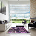 Square Abstract Plum Purple Patchwork Rug in a Living Room, abs5616