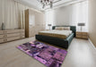 Machine Washable Abstract Plum Purple Rug in a Bedroom, wshabs5616