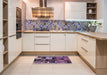 Abstract Plum Purple Patchwork Rug in a Kitchen, abs5616