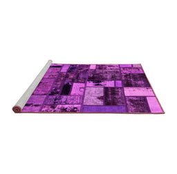 Sideview of Machine Washable Patchwork Pink Transitional Rug, wshabs5616pnk