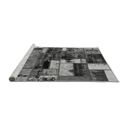 Sideview of Machine Washable Patchwork Gray Transitional Rug, wshabs5616gry
