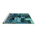 Sideview of Machine Washable Patchwork Turquoise Transitional Area Rugs, wshabs5616turq