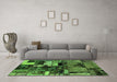 Machine Washable Patchwork Green Transitional Area Rugs in a Living Room,, wshabs5616grn