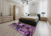 Abstract Plum Purple Patchwork Rug in a Bedroom, abs5616