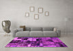 Machine Washable Patchwork Pink Transitional Rug in a Living Room, wshabs5616pnk