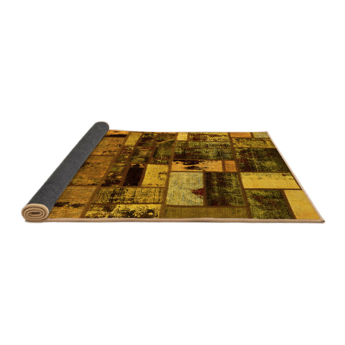 Sideview of Patchwork Yellow Transitional Rug, abs5616yw