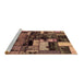 Sideview of Machine Washable Patchwork Brown Transitional Rug, wshabs5616brn