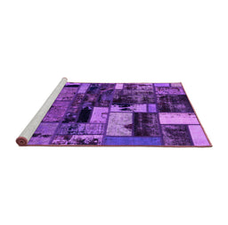 Sideview of Machine Washable Patchwork Purple Transitional Area Rugs, wshabs5616pur